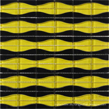 Diseños de mosaico de cristal negro y amarillo